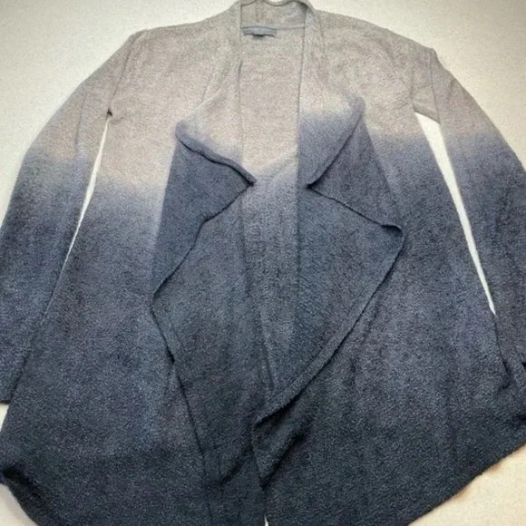 Barefoot Dreams Cozychic Lite Knit Gray Navy Blue Ombre Cardigan Size  L/XL - Picture 5 of 8